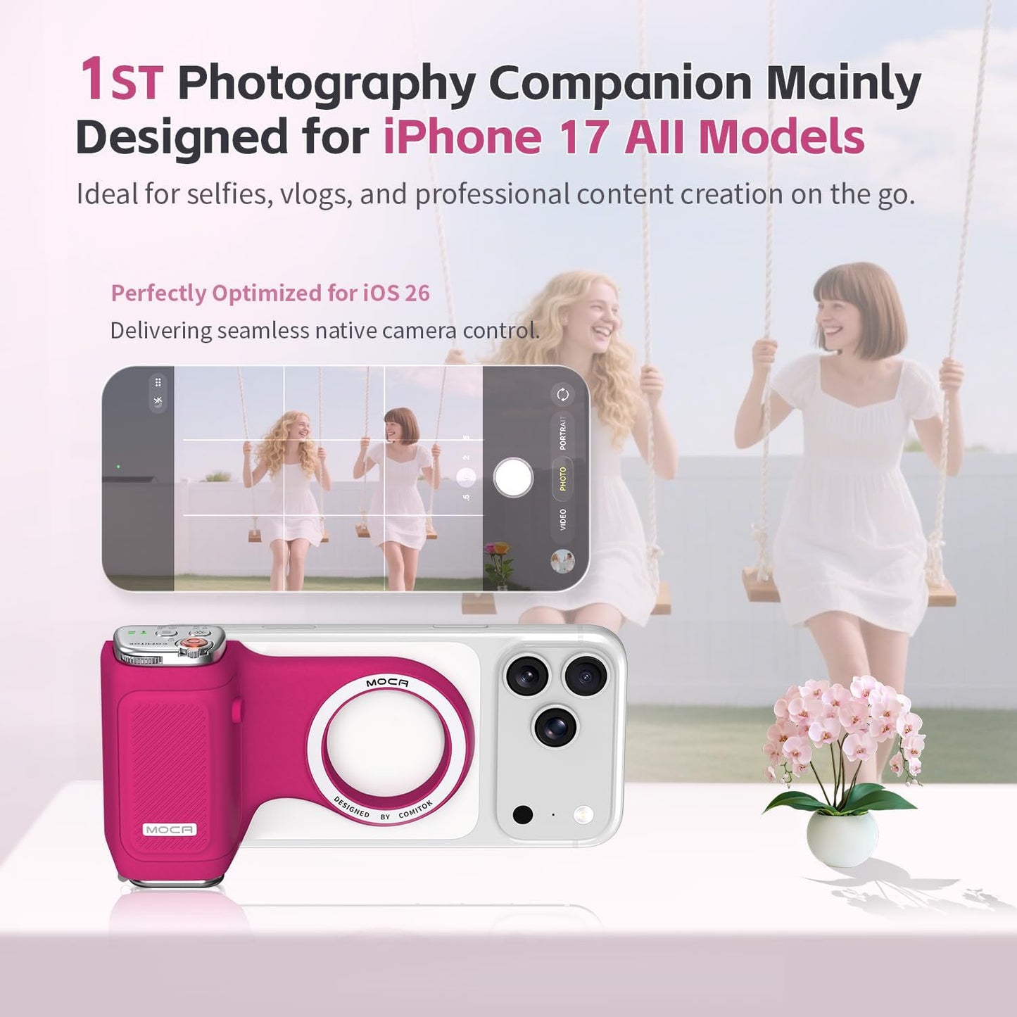 Magnetic Phone Camera Grip, Multifunctional BT Selfie Handle (Random Color)