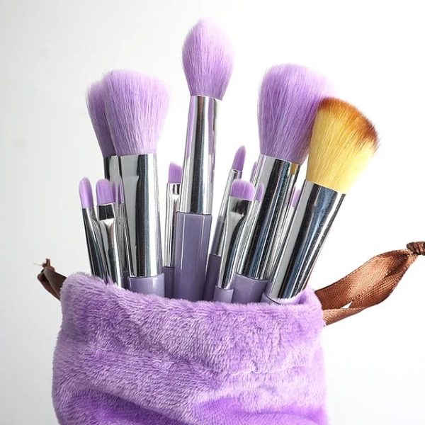 Makeup Brush Set In Velvet Bag (13 Pcs)