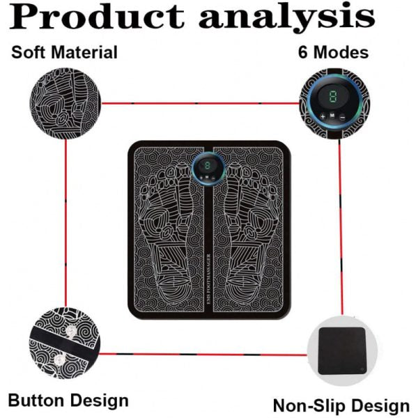 Ems Foot Massager Mat Electric Usb Charging Smart Display Ten Acupuncture Feet Cushion Blood Circulation Pad Health Care Home – With Box