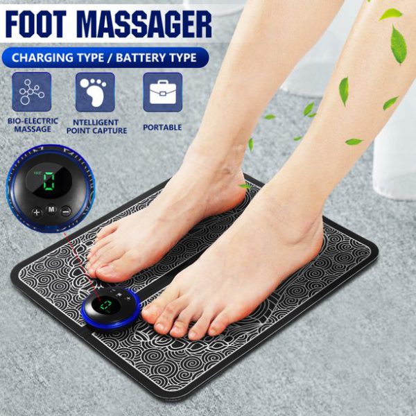Ems Foot Massager Mat Electric Usb Charging Smart Display Ten Acupuncture Feet Cushion Blood Circulation Pad Health Care Home – With Box