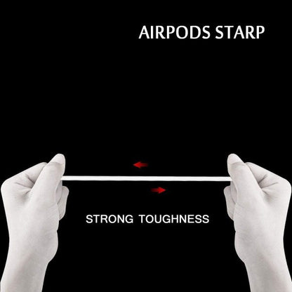 Anti Lost Silicone Earphone Rope Holder Cable For Airpods Strap (combo Deal 1 Black X 1 White )