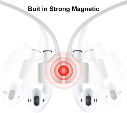 Anti Lost Silicone Earphone Rope Holder Cable For Airpods Strap (combo Deal 1 Black X 1 White )