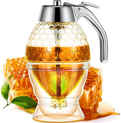 Honey Juice Syrup Dispenser Pot Jar For Kitchen Bee Drip Storage -  With Premium Quality