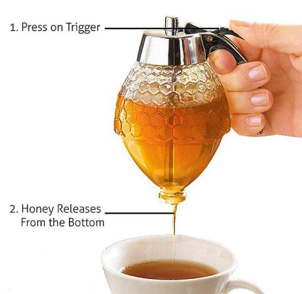 Honey Juice Syrup Dispenser Pot Jar For Kitchen Bee Drip Storage -  With Premium Quality