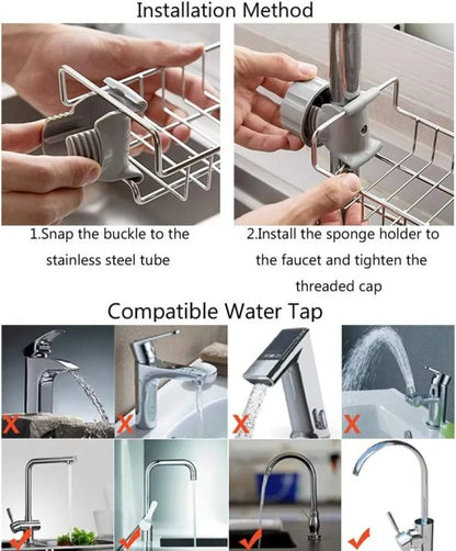 Stainless Steel Kitchen Sponge Holder Sink Caddy Organizer